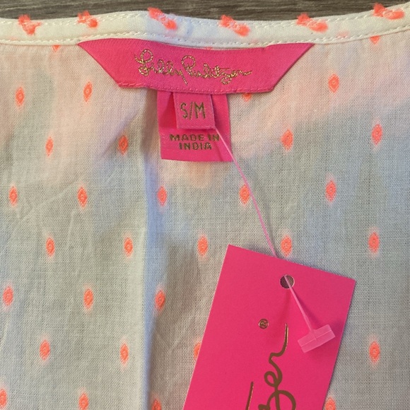 Lilly Pulitzer Kipper Coverup, NWT, Size S/M, Neon Clip, Tangelo, Coral & White - Picture 3 of 8